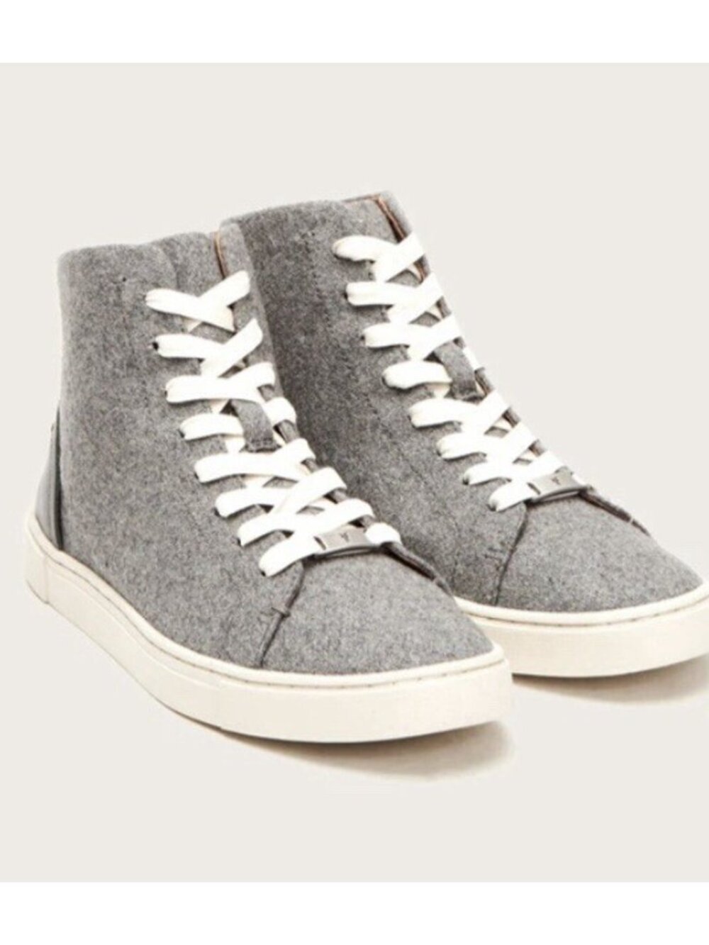 Frye Ivy High Top Sneakers Size 9.5 Grey Wool Womens Shoes Leather NEW Lace Up